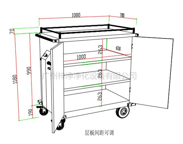 無菌物品電動運送車標(biāo)準(zhǔn)方案設(shè)計示意圖內(nèi)部結(jié)構(gòu)